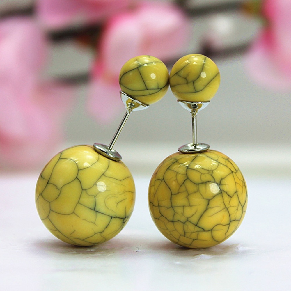 Unique Yellow Double Sided Front Back Earrings - Picture 4 of 4